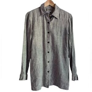 Coldwater Creek Linen Tunic Small Button Down Long Sleeve Gray Lagom Minimalist